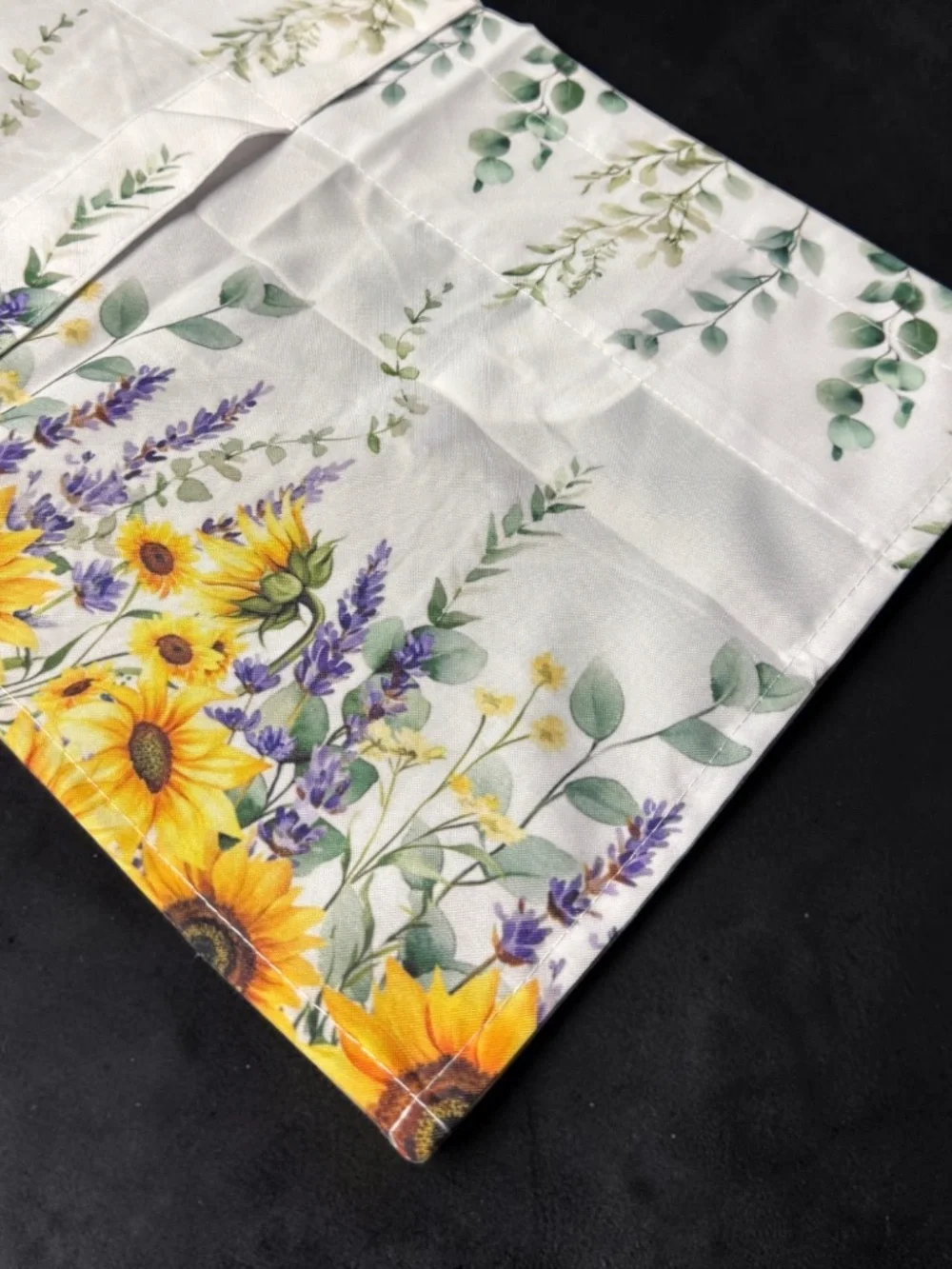 NWOT Sunflower Lavender Eucalyptus Farmhouse Window Valance 42x12